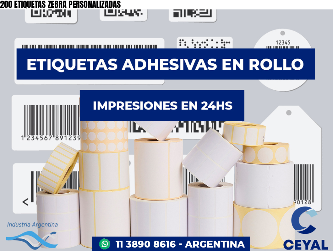 200 ETIQUETAS ZEBRA PERSONALIZADAS
