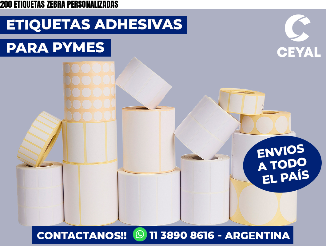 200 ETIQUETAS ZEBRA PERSONALIZADAS