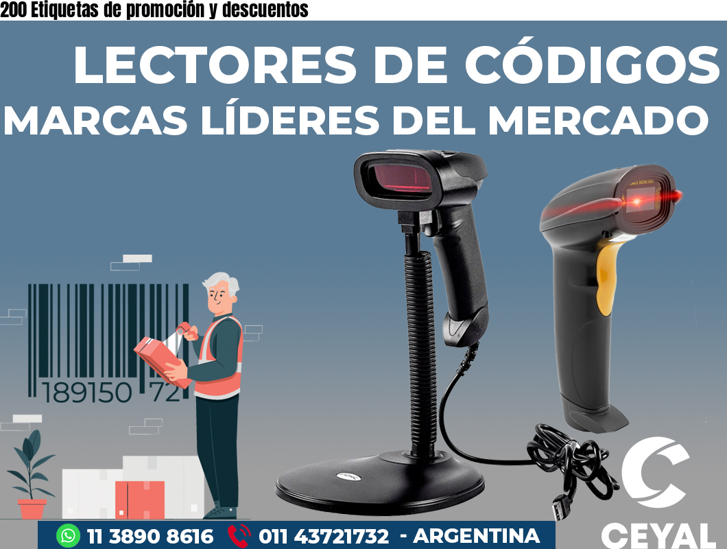 200 Etiquetas de promoción y descuentos