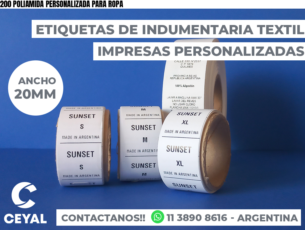 200 POLIAMIDA PERSONALIZADA PARA ROPA