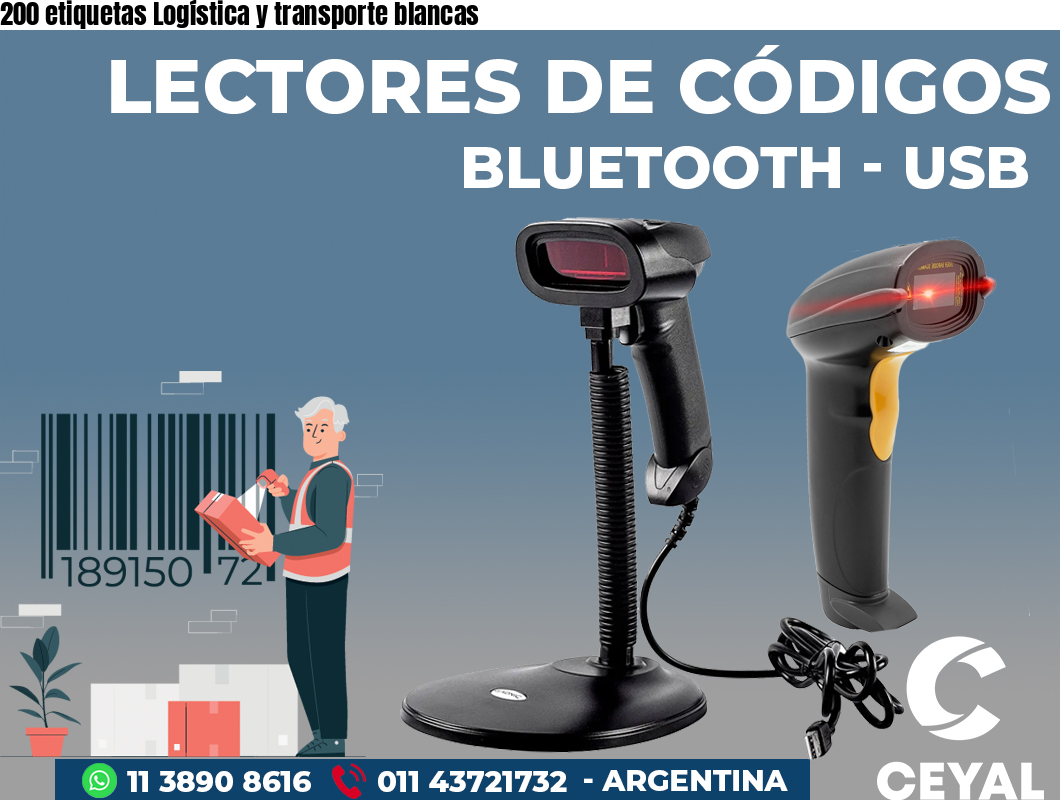 200 etiquetas Logística y transporte blancas