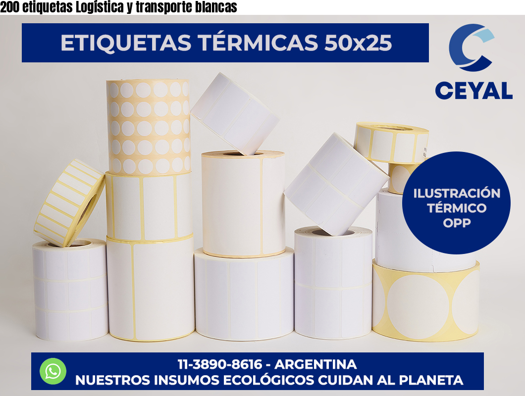 200 etiquetas Logística y transporte blancas
