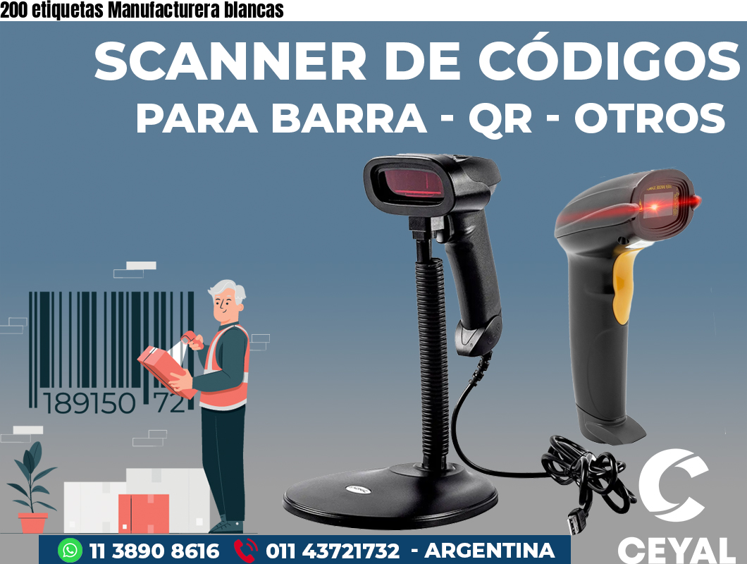 200 etiquetas Manufacturera blancas