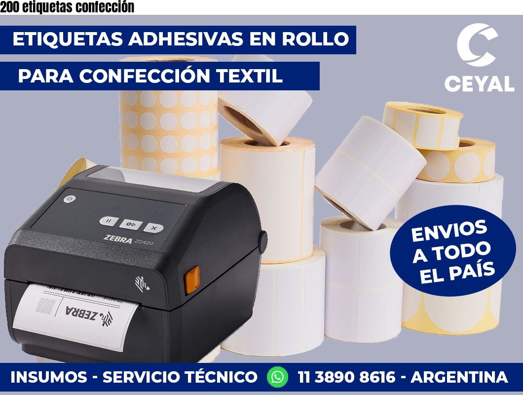 200 etiquetas confección