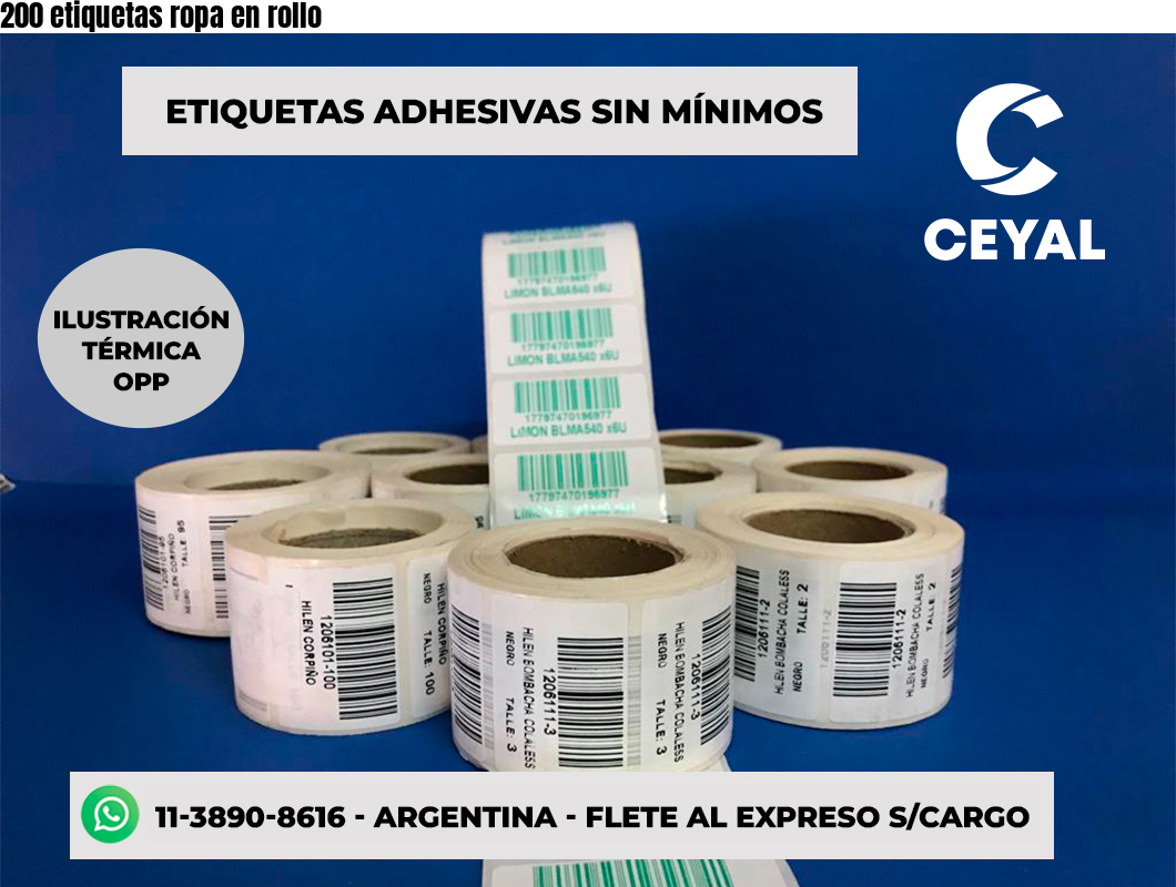 200 etiquetas ropa en rollo