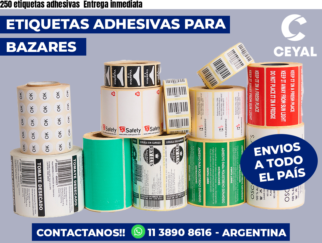 250 etiquetas adhesivas Entrega inmediata