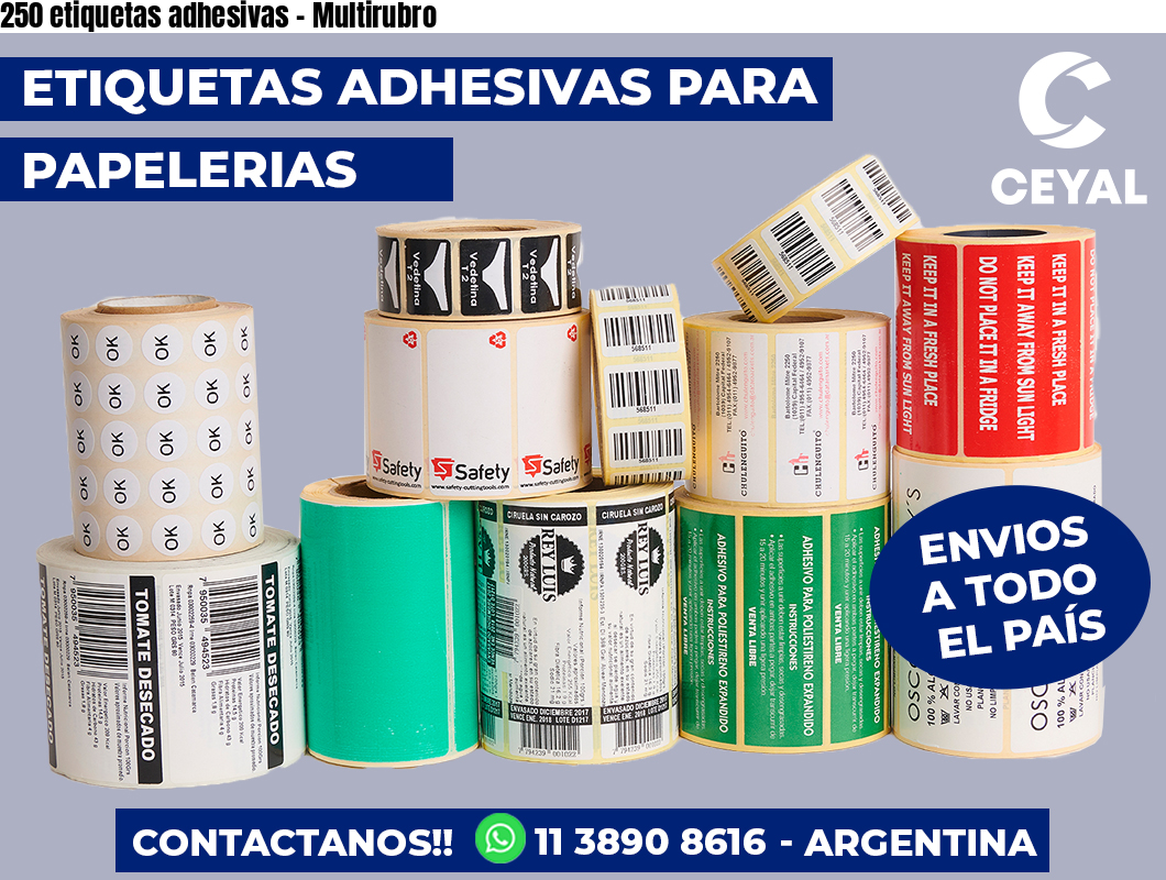 250 etiquetas adhesivas - Multirubro