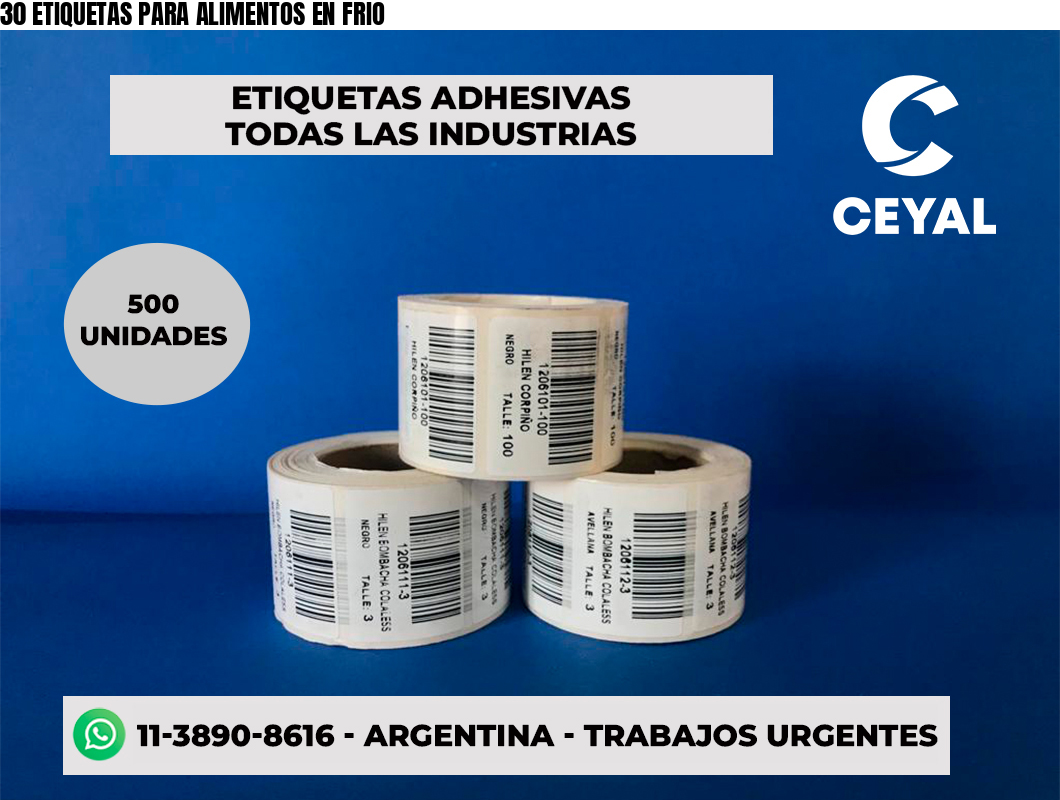 30 ETIQUETAS PARA ALIMENTOS EN FRIO