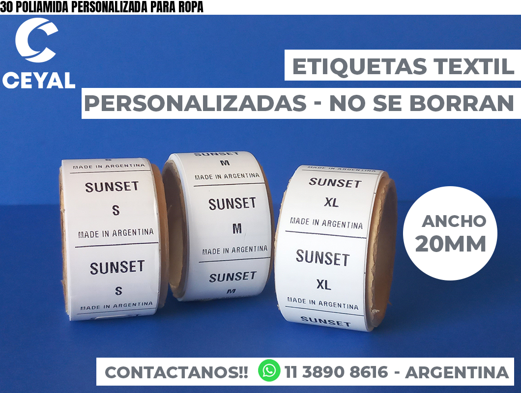30 POLIAMIDA PERSONALIZADA PARA ROPA
