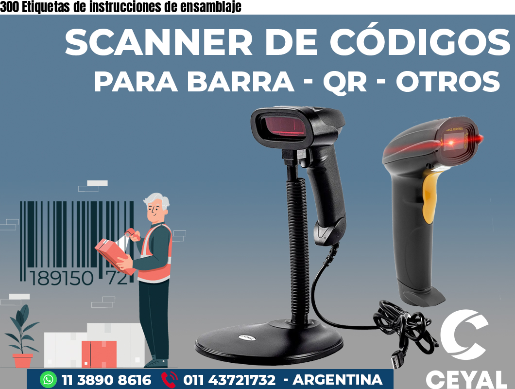 300 Etiquetas de instrucciones de ensamblaje