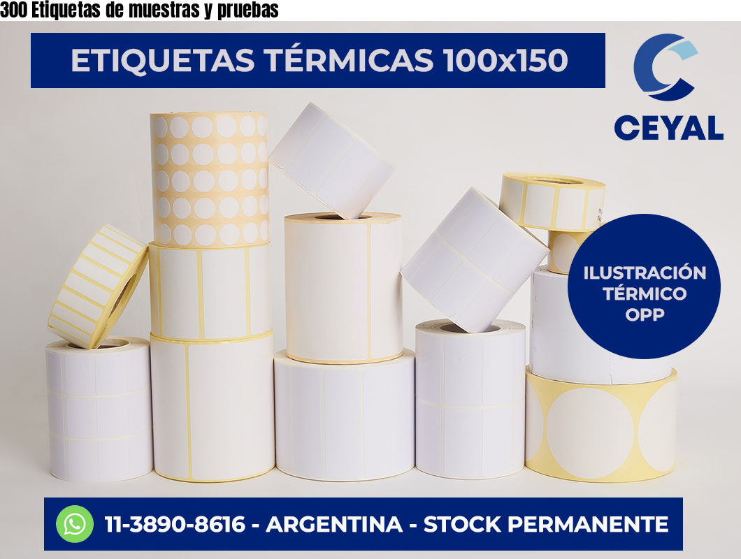 300 Etiquetas de muestras y pruebas