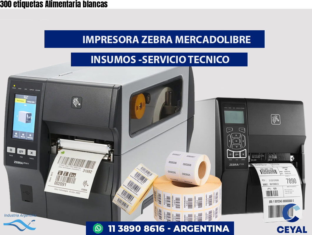 300 etiquetas Alimentaria blancas