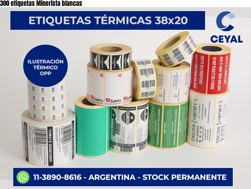 300 etiquetas Minorista blancas