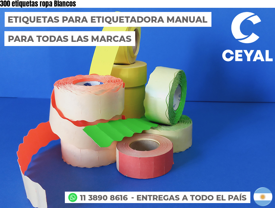 300 etiquetas ropa Blancos