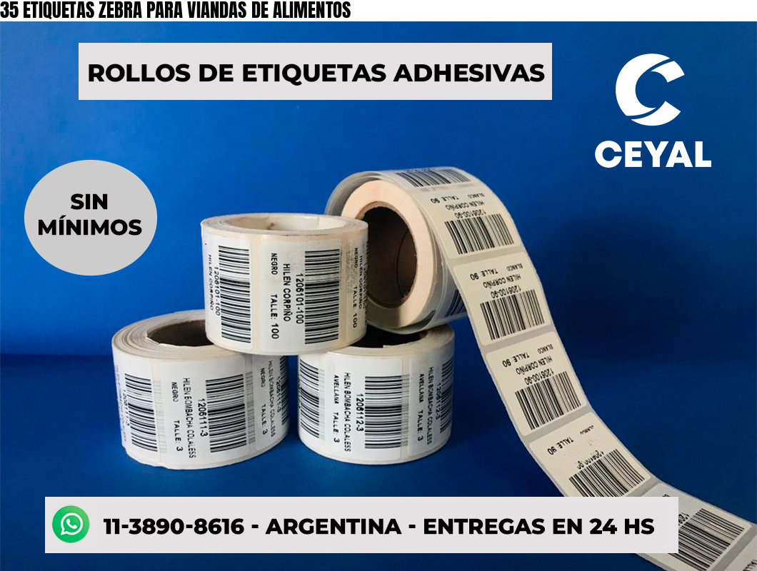 35 ETIQUETAS ZEBRA PARA VIANDAS DE ALIMENTOS
