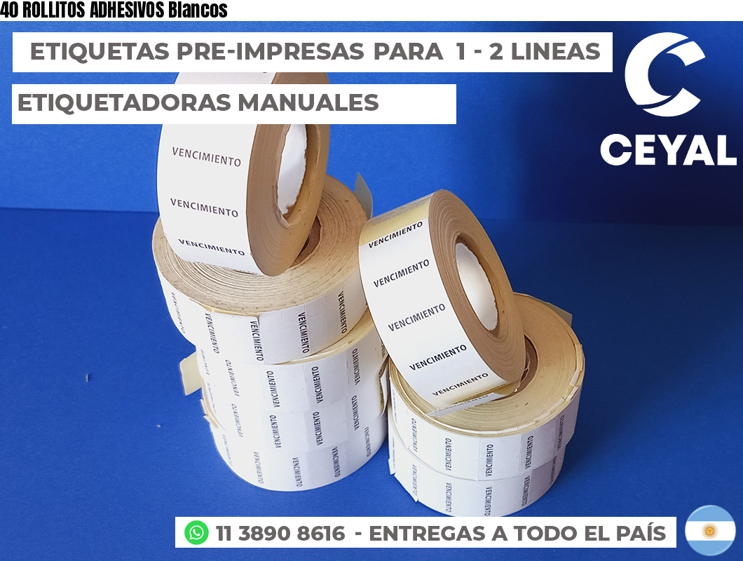 40 ROLLITOS ADHESIVOS Blancos