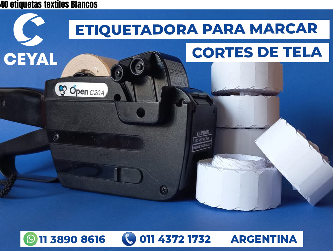 40 etiquetas textiles Blancos