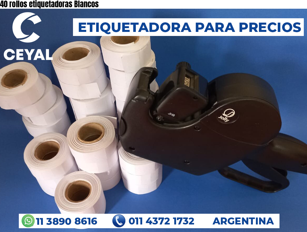 40 rollos etiquetadoras Blancos