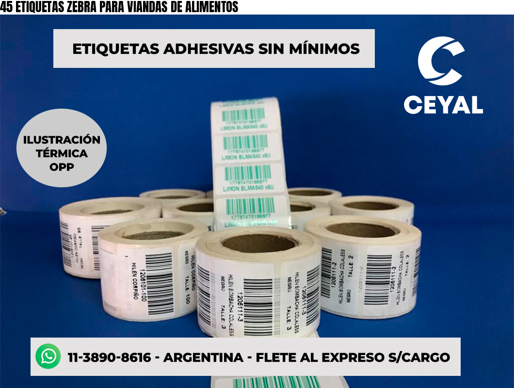 45 ETIQUETAS ZEBRA PARA VIANDAS DE ALIMENTOS