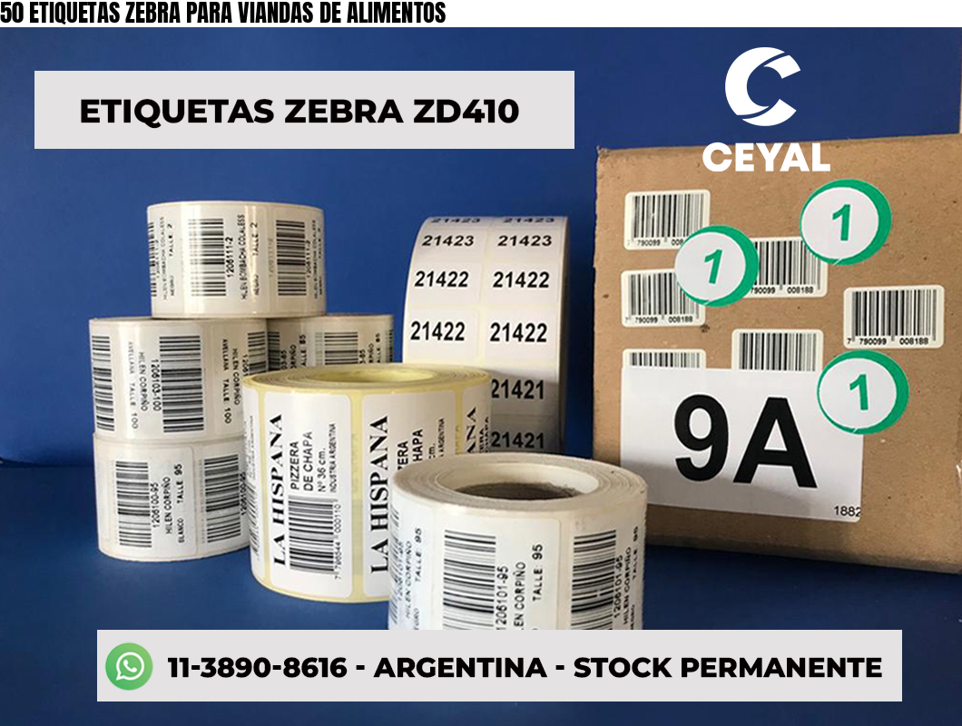 50 ETIQUETAS ZEBRA PARA VIANDAS DE ALIMENTOS