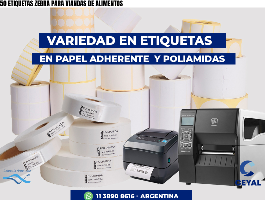 50 ETIQUETAS ZEBRA PARA VIANDAS DE ALIMENTOS