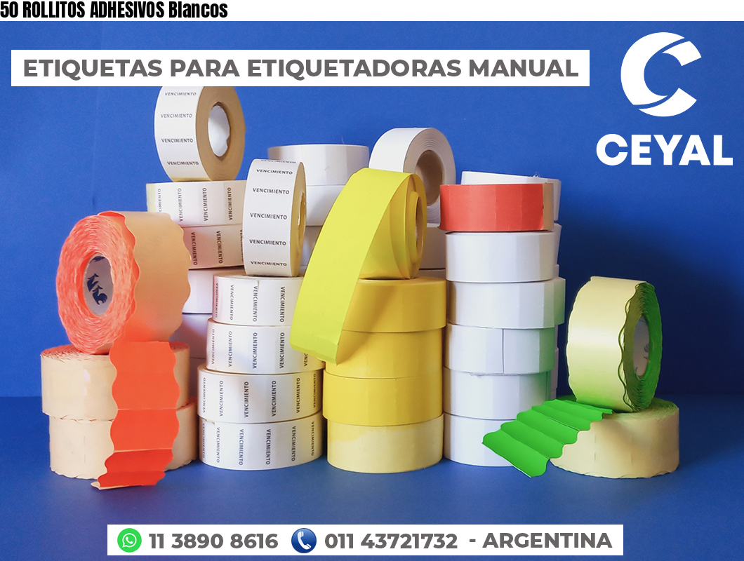50 ROLLITOS ADHESIVOS Blancos