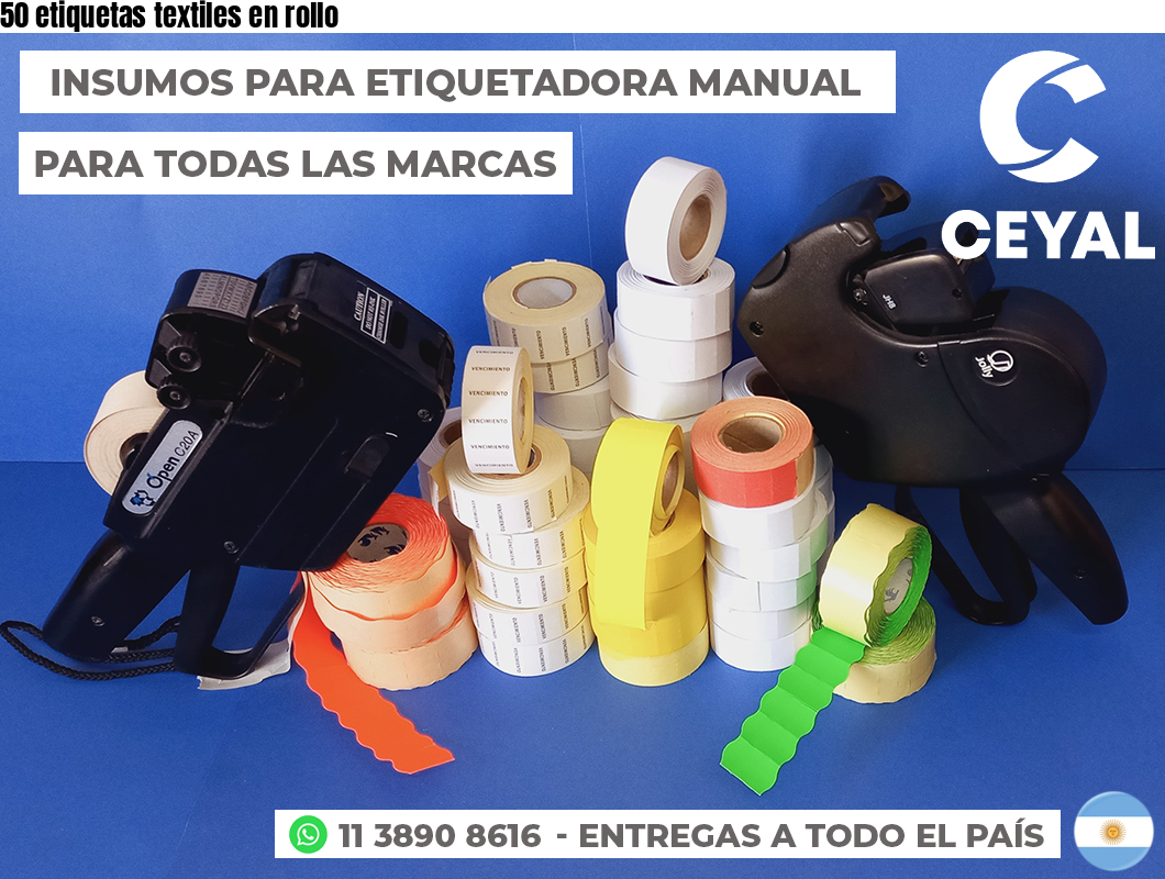 50 etiquetas textiles en rollo
