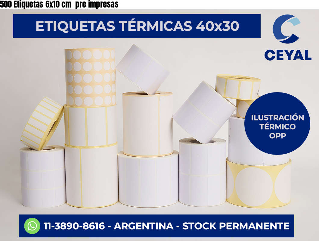 500 Etiquetas 6×10 cm  pre impresas
