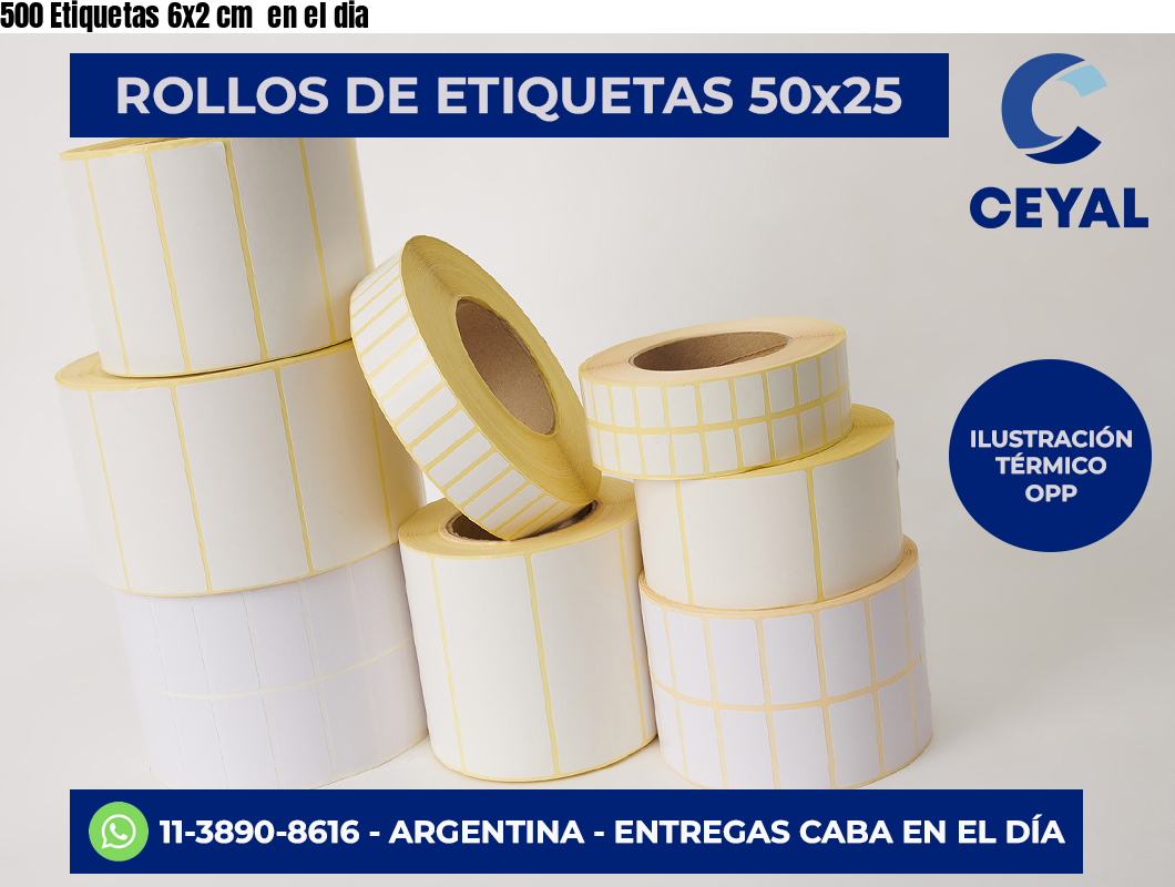 500 Etiquetas 6×2 cm  en el dia