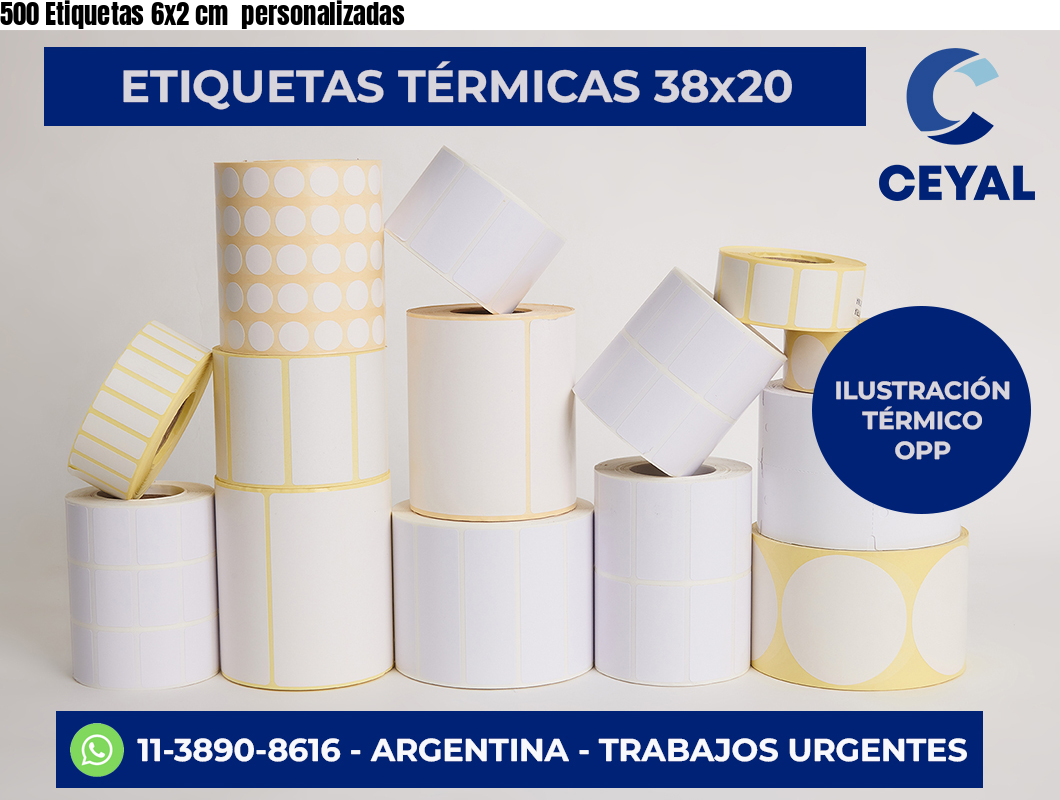 500 Etiquetas 6×2 cm  personalizadas