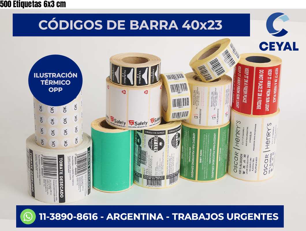 500 Etiquetas 6×3 cm