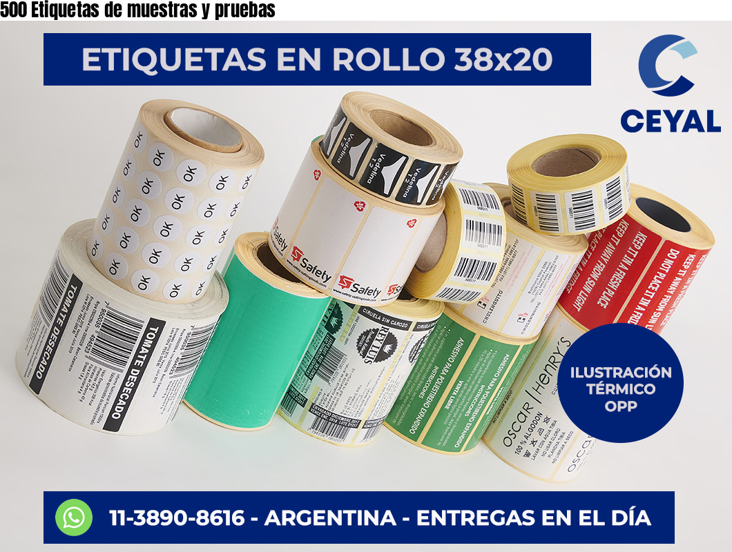 500 Etiquetas de muestras y pruebas