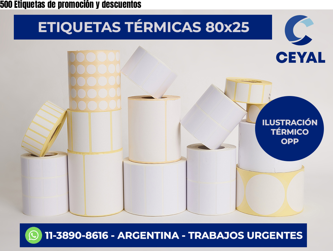 500 Etiquetas de promoción y descuentos