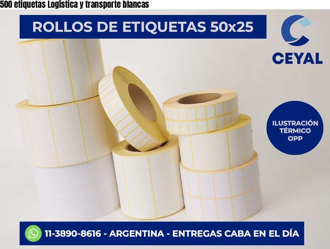 500 etiquetas Logística y transporte blancas