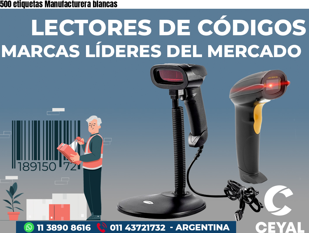 500 etiquetas Manufacturera blancas