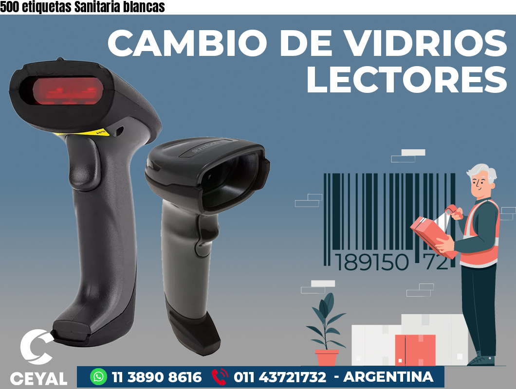 500 etiquetas Sanitaria blancas