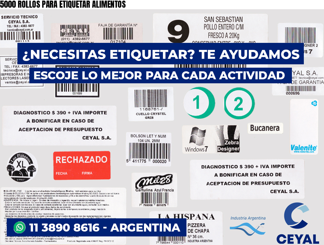5000 ROLLOS PARA ETIQUETAR ALIMENTOS