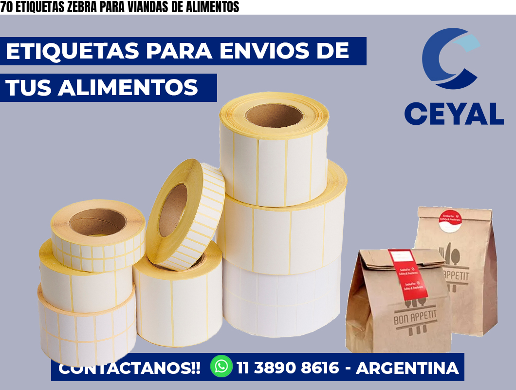 70 ETIQUETAS ZEBRA PARA VIANDAS DE ALIMENTOS