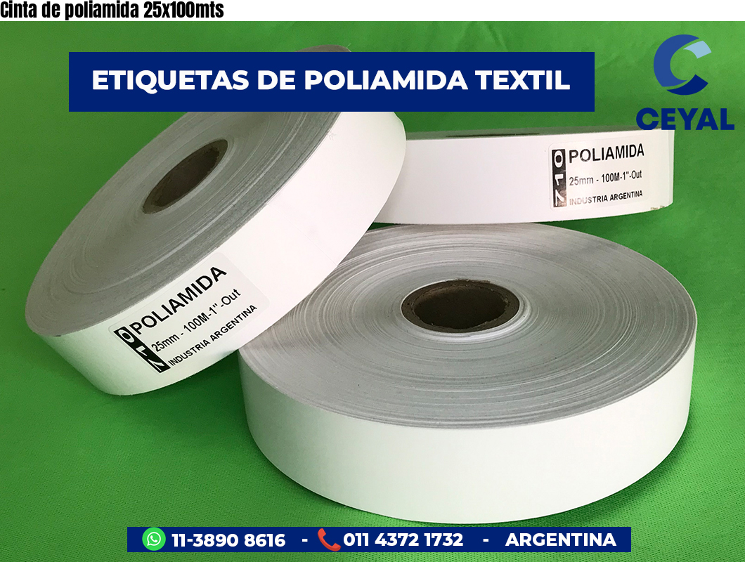 Cinta de poliamida 25x100mts