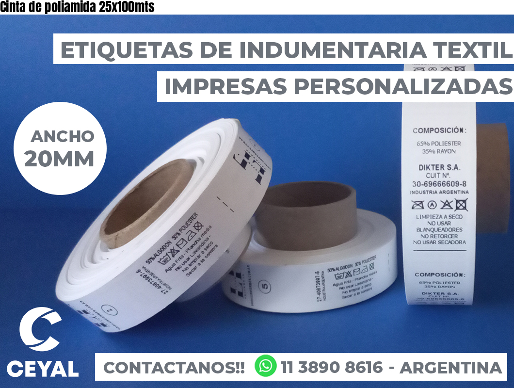 Cinta de poliamida 25x100mts
