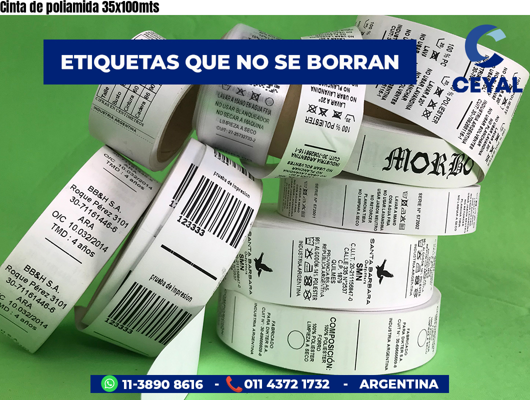 Cinta de poliamida 35x100mts