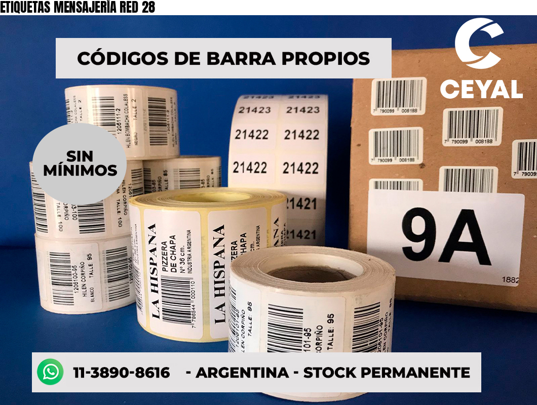 ETIQUETAS MENSAJERÍA RED 28