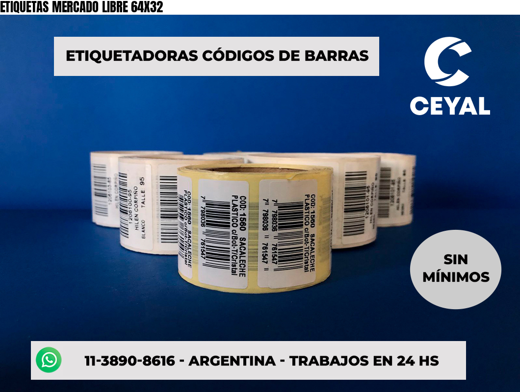ETIQUETAS MERCADO LIBRE 64X32