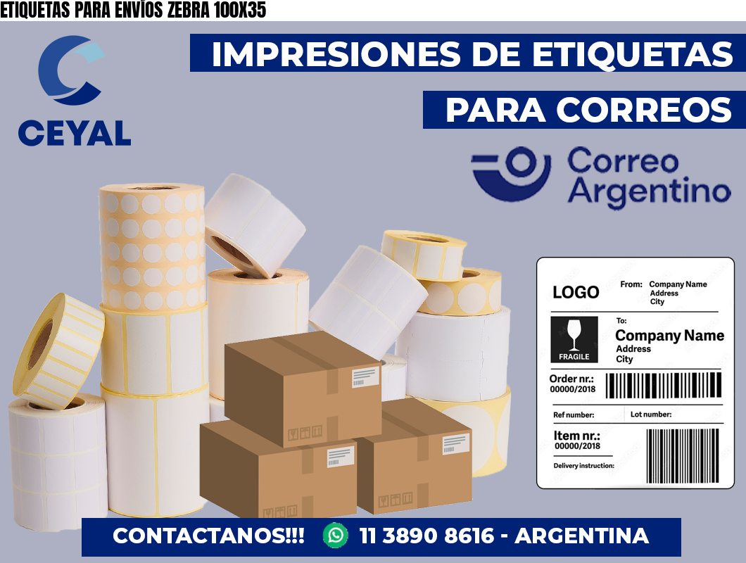 ETIQUETAS PARA ENVÍOS ZEBRA 100X35