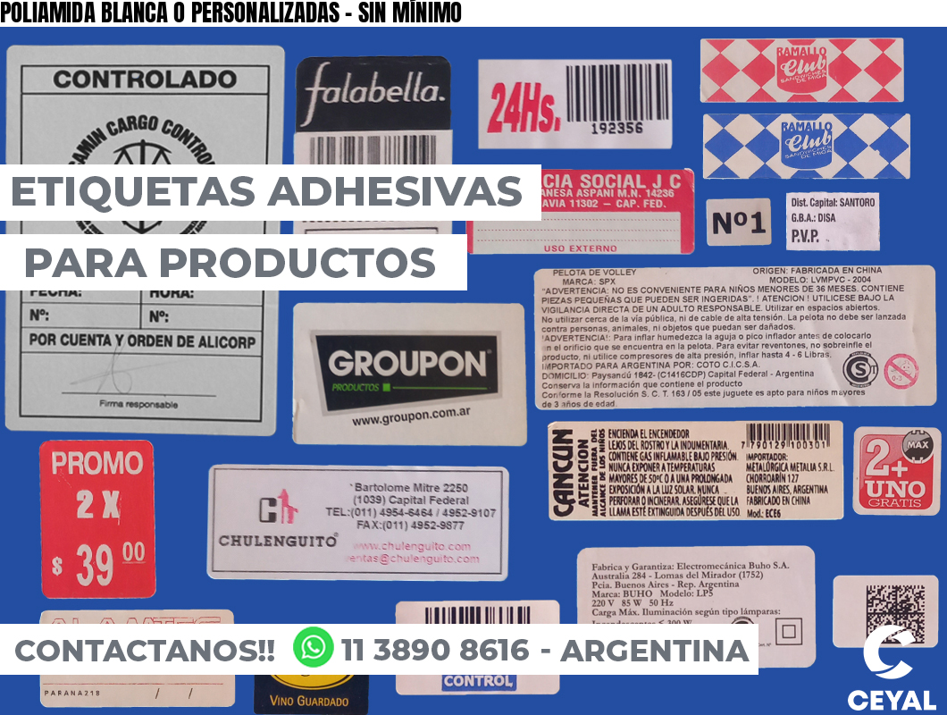 POLIAMIDA BLANCA O PERSONALIZADAS - SIN MÍNIMO