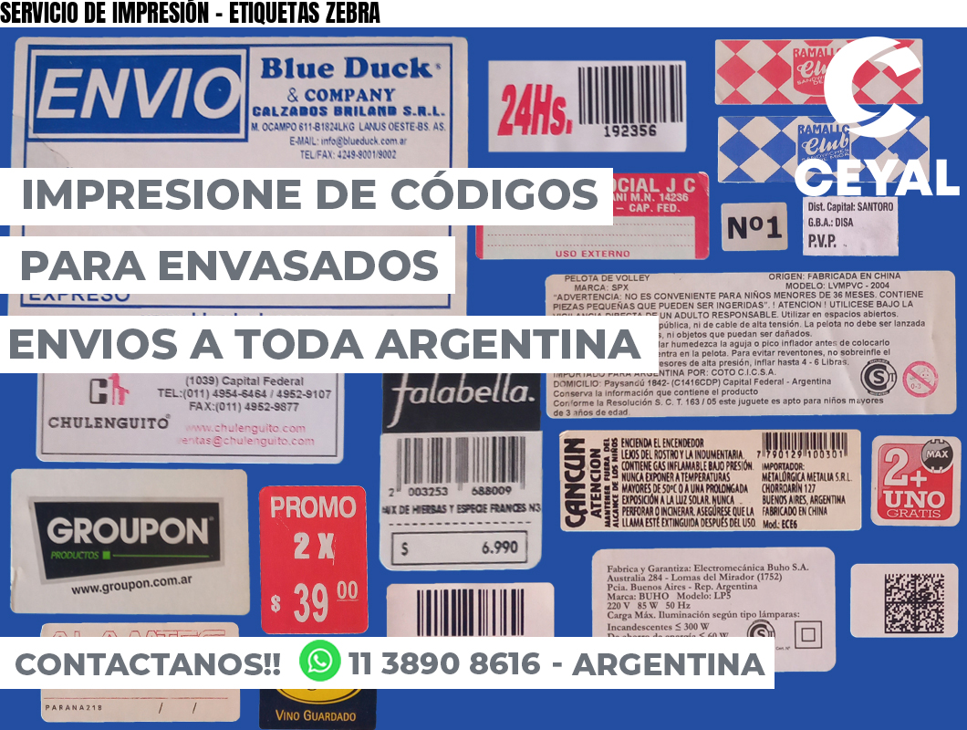 SERVICIO DE IMPRESIÓN – ETIQUETAS ZEBRA