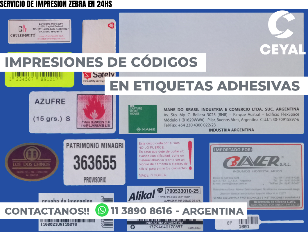 SERVICIO DE IMPRESION ZEBRA EN 24HS