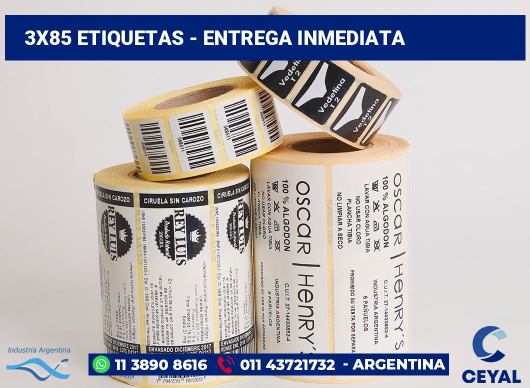 3×85 Etiquetas