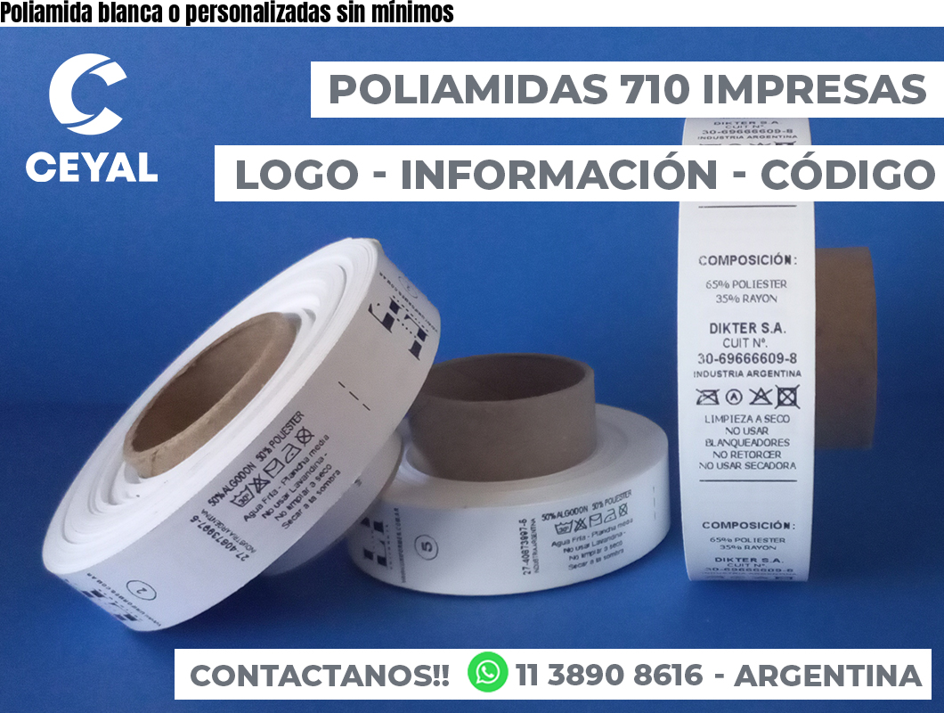 Poliamida blanca o personalizadas sin mínimos