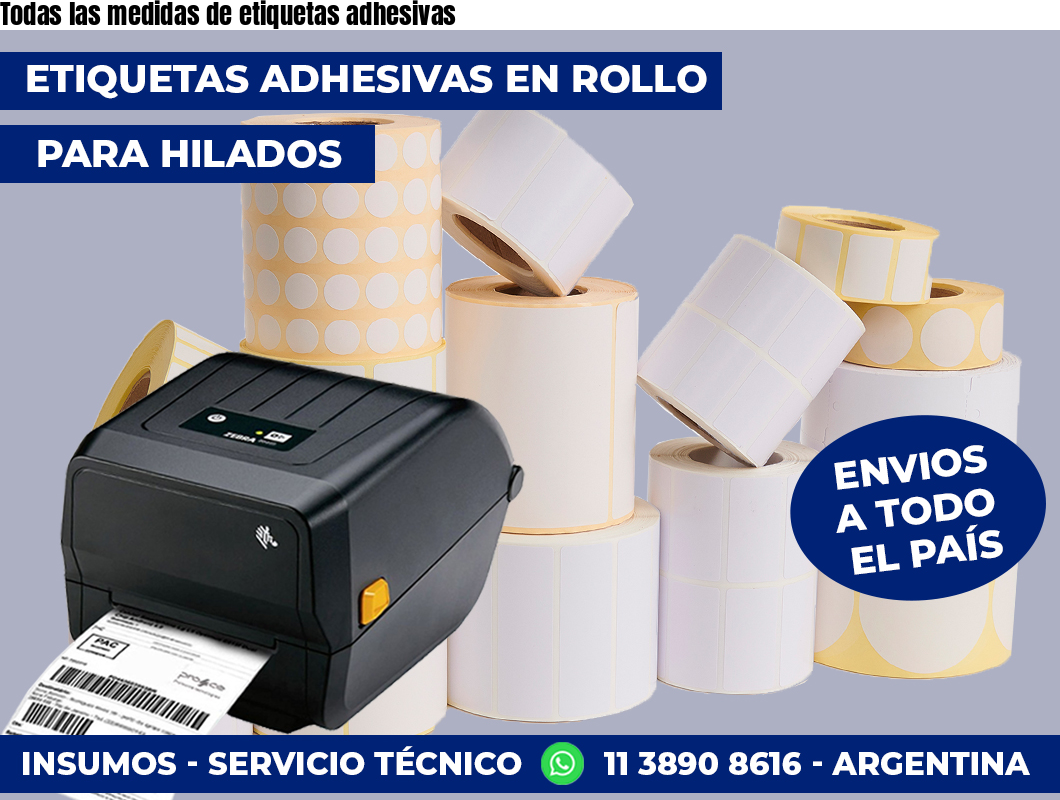 Todas las medidas de etiquetas adhesivas